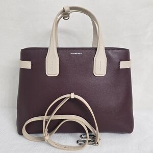 Auth Burberry Banner Medium Burgundy Tote Bag